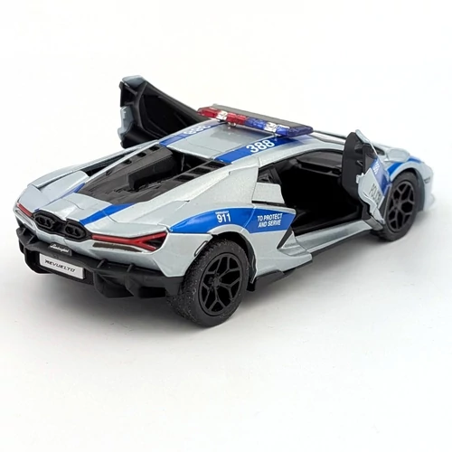 Lamborghini Revuelto rendőr ezüst Kinsmart játékautó