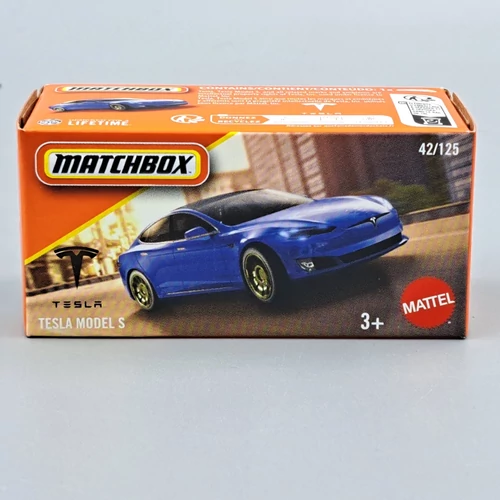 Tesla Model S 1:64 Matchbox kék fém autó modell