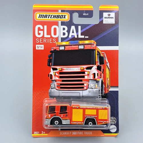 Scania P360 Fire Global Matchbox 9/14 bliszteres die cast autó