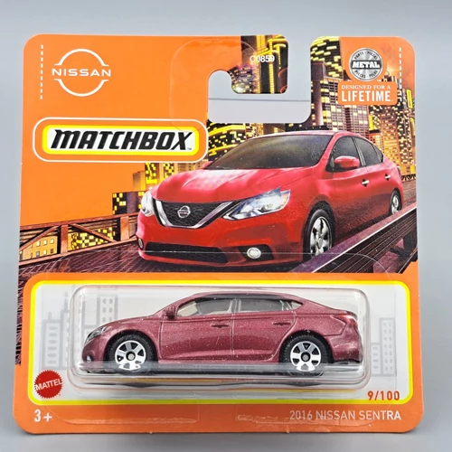 Nissan Sentra 2016 1:64 Matchbox piros fém kisautó