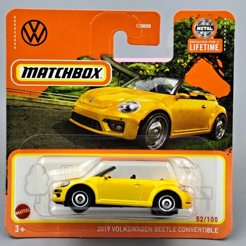 Volkswagen Beetle 2019 sárga Matchbox autó modell, játékautó