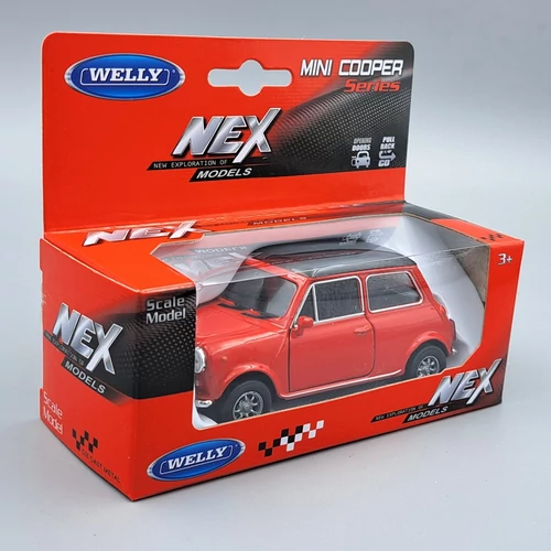 Mini Cooper 1300 piros Welly retró autó modell