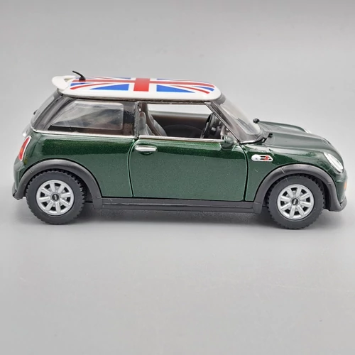 Mini Cooper S Angol zászlós bordó Kinsmart fémautó