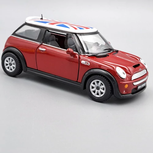 Mini Cooper S Angol zászlós bordó Kinsmart fémautó
