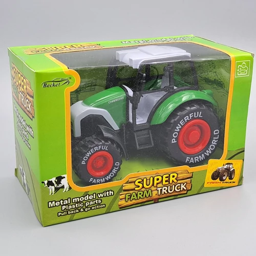 Játék traktor 15 cm fém és műanyag hátrahúzós