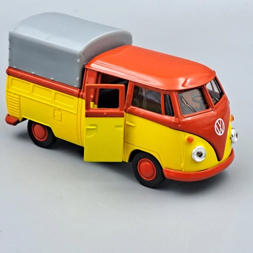 Volkswagen T1 Pick-Up sárga-piros retró autómodell