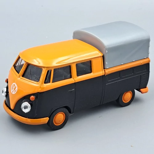 Volkswagen T1 Pick-Up fekete-sárga retró modellautó játékautó