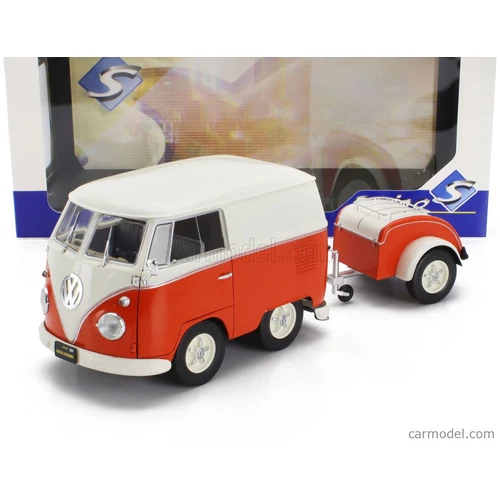 Volkswagen bus utánfutóval 1:18 narancs modell autó