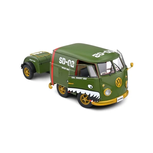 Volkswagen bus utánfutóval 1:18 zöld autómodell