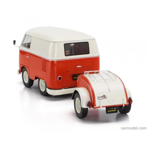 Volkswagen bus utánfutóval 1:18 narancs fémautó