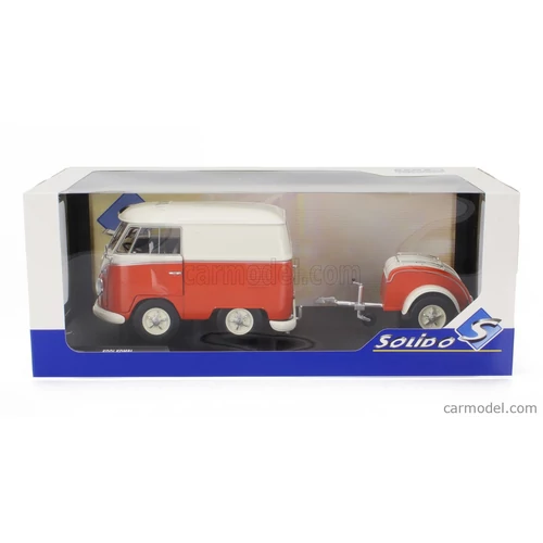 Volkswagen bus utánfutóval 1:18 narancs autó modell