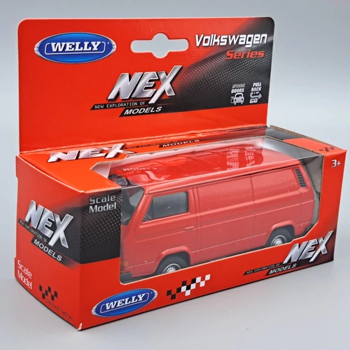  Volkswagen T3 Van piros Welly fém retró autómodell