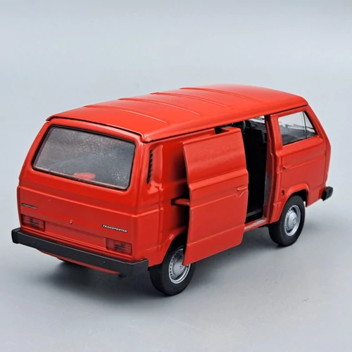  Volkswagen T3 Van piros Welly fém retró autómodell