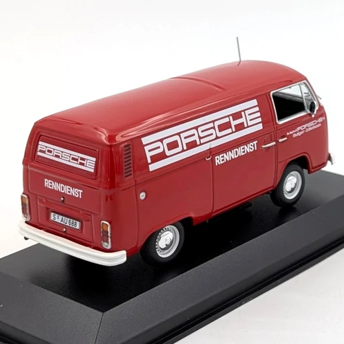 Volkswagen T2 Transporter 1:43 piros retró Minichamps autómodell