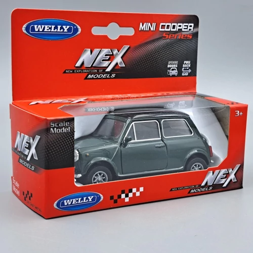 Mini Cooper 1300 zöld Welly retró autó modell kisautó