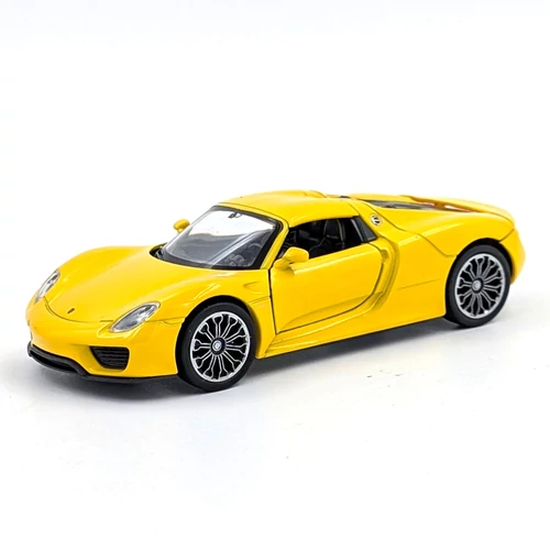 Porsche 918 Spyder sárga Welly modell autó kisautó