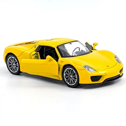 Porsche 918 Spyder sárga Welly modell autó kisautó