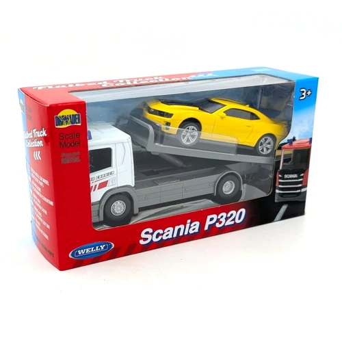 Scania P320 Auto Trailer + Camaro ZL1 Welly játékautó