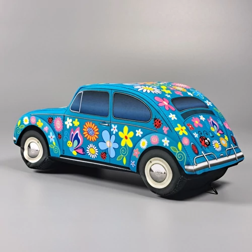 Plüss VW Bogár 1963 virágos zöld
