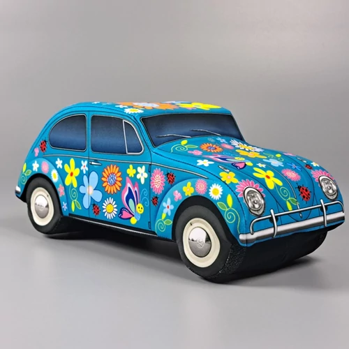 Plüss VW Bogár 1963 virágos zöld