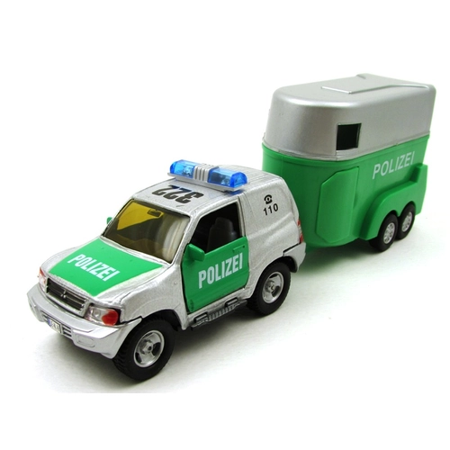 Mitsubishi Police lószállító utánfutóval játékautó 2